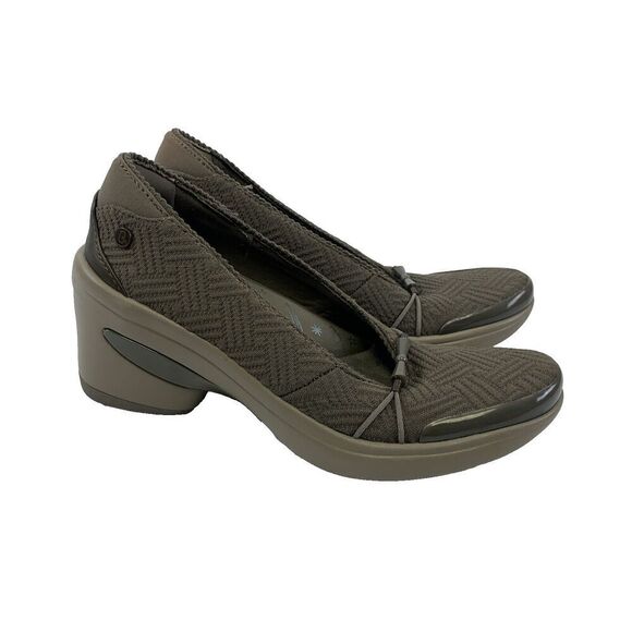 Bzees Electric Wedge Slip On Knit Stretch Breathable Taupe Round Comfort Women 7 - Picture 1 of 11